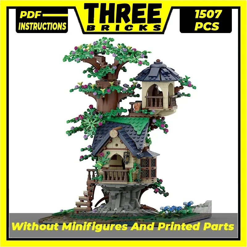 MOC-Tijolos de Construção de Little Tree House, Blocos Modulares, Modelo Street View, Brinquedos De Natal, Montagem DIY, Conjuntos De Presentes De Natal