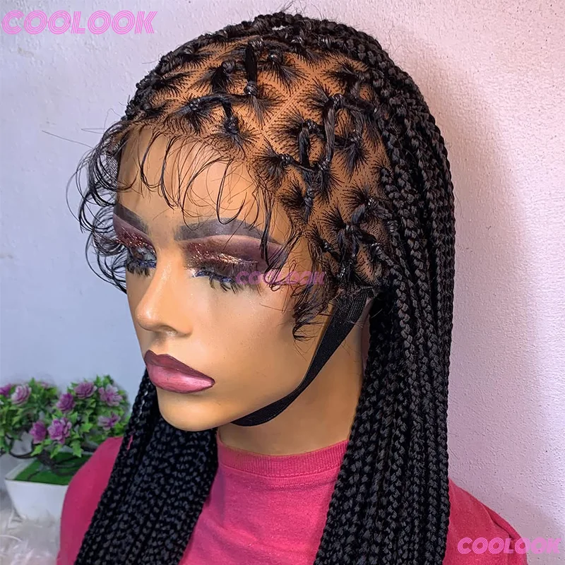 

36 "крест-накрест плетеные парики синтетические полные парики шнурка для женщин без узлов коробка плетение парик с детскими волосами косички африканский парик