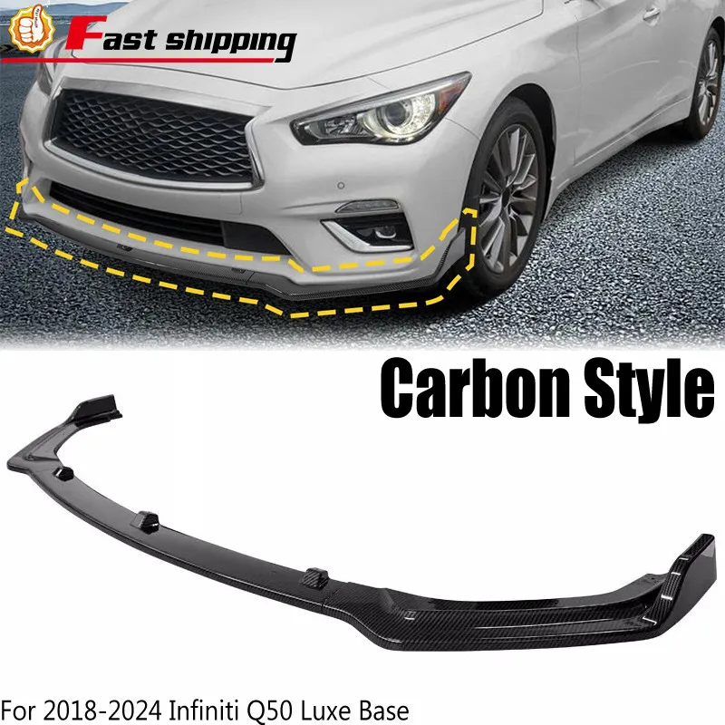 

Carbon Style Front Bumper Lip Splitter Fit For 2018-2024 Infiniti Q50 Luxe Base