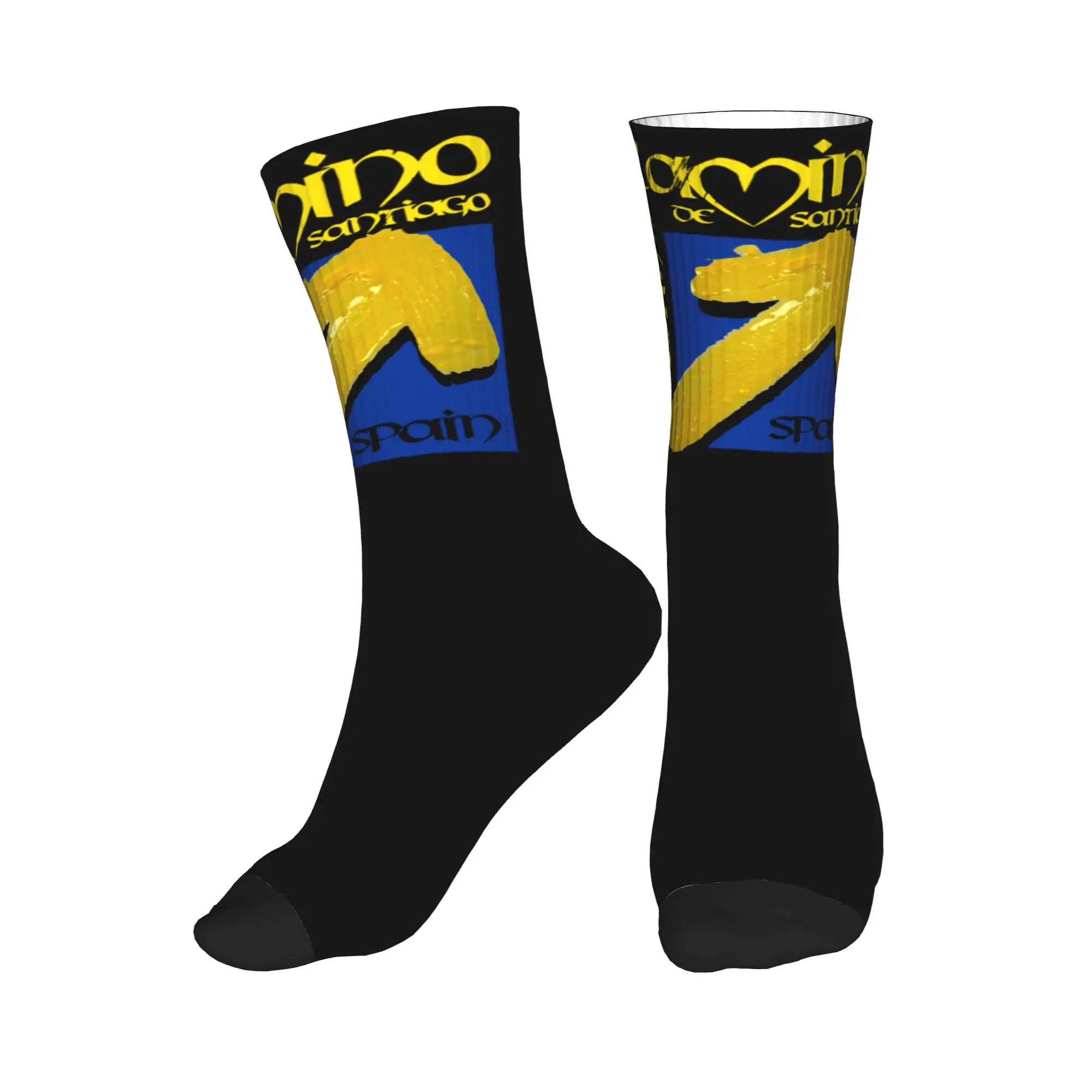 

Cute Print Buen Camino de Santiago Socks for Men Women Stretch Summer Autumn Winter El Camino Way of St. James Crew Socks