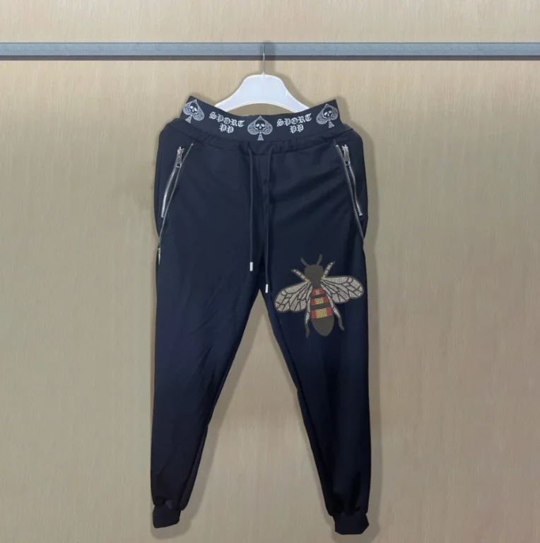 웜 브랜드 팬츠 클래식 남성 디자이너 바지 반짝이는 라인스톤 남성 바지 통기성 라인스톤 스웨트팬츠 조절 가능한 드로스트링