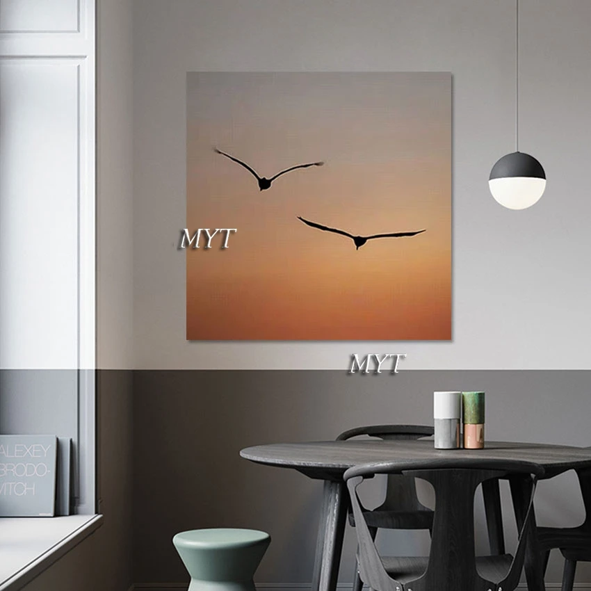 Canvas Art Designs Two Seagulls Animal Oil Painting 100% Handmade Quality Artwork Showpiece For Home Decoration Modern Picture