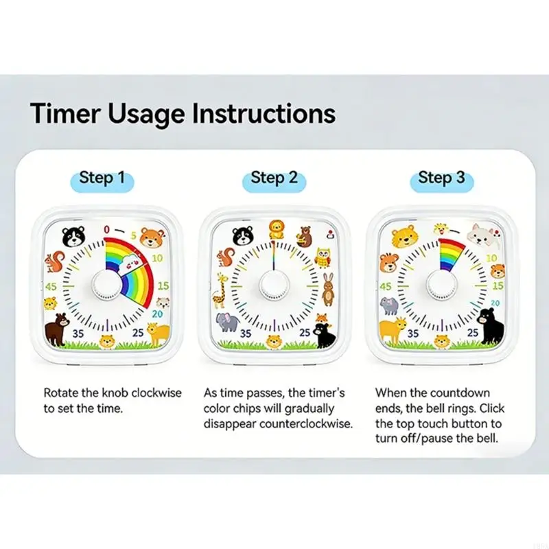 Visual Study Timer 60 Minutes Countdowns Pomodoros Timer With Rainbow Disk For Classrooms And Home Use Battery Operated 