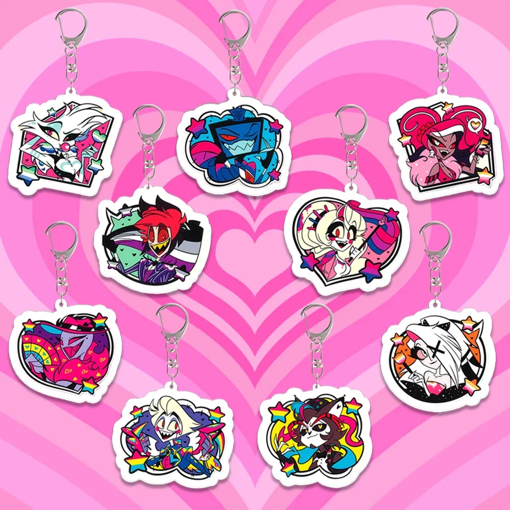 

For Hazbin Hotel Angel Dust Husk Vaggie Charlie Vox Acrylic Keychain Custom Cartoons Backpack Pendant Festival Gift Ornament