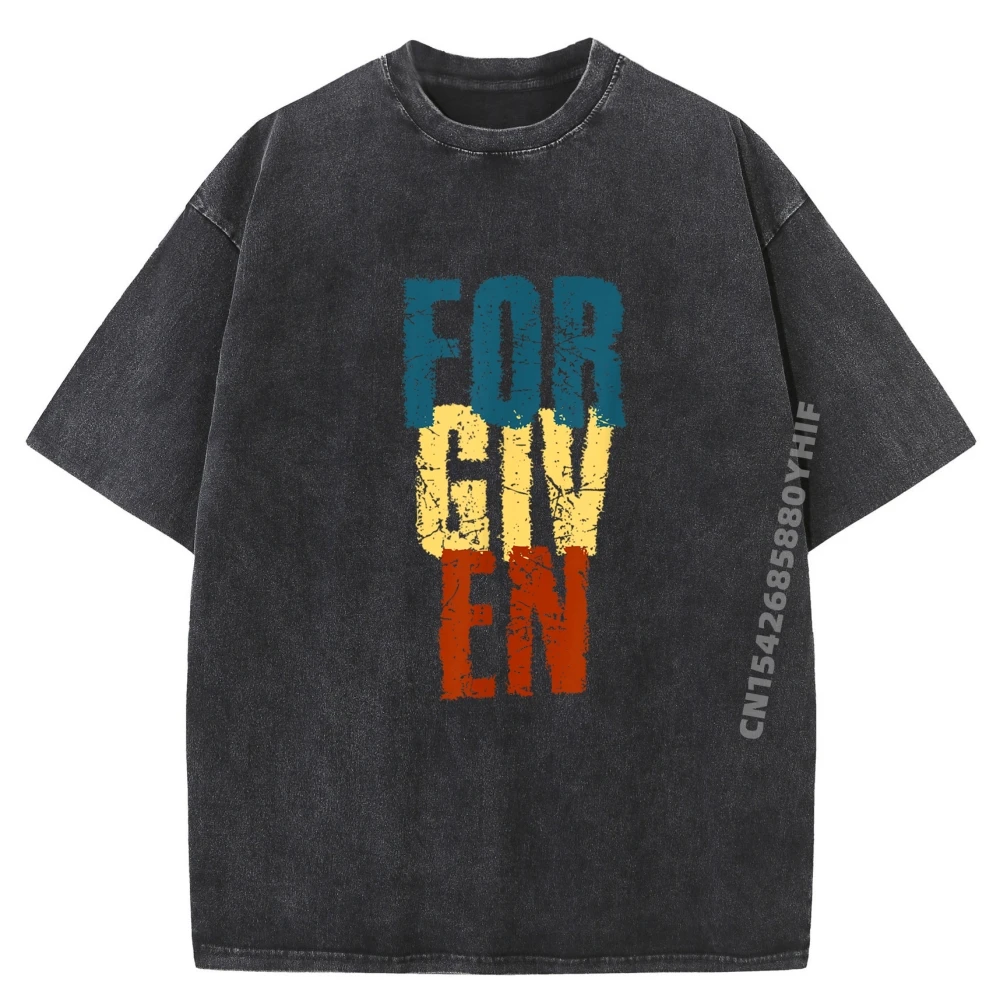 

Forgiven Christian Design Youth Mens Designer Clothes Graphic T Shirt Men Comfortable Washed Shirt For Men