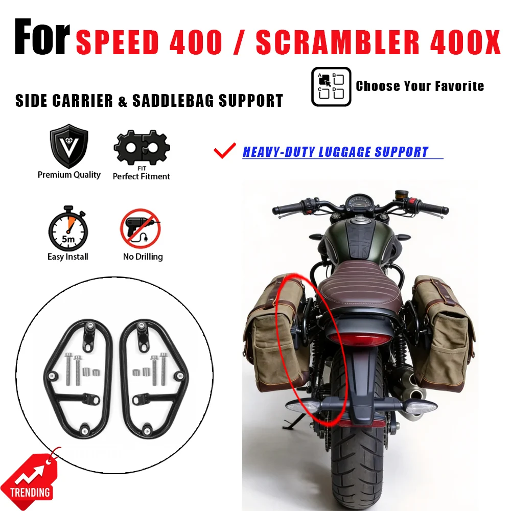 Soporte Lateral para Alforjas, Portaequipajes Trasero para Triumph Speed 400 Scrambler 400X, Accesorios para Moto