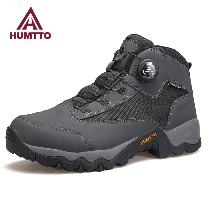 

HUMTTO Waterproor Men's Ankle Boots Winter Platform Leather Boots Black Sneakers for Men Luxury Designer Work Safety Male Shoes