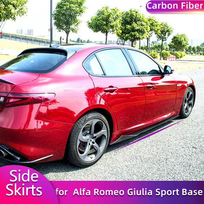 

Удлинители боковых юбок из углеродного волокна для Alfa Romeo Giulia Sport Base TI Sedan 4-Door 2017-2020, гоночные боковые юбки, фартук для губ