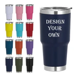 Custom Logo 30 oz Insulated Stainless Steel Coffee Tumbler Travel Mug Water Cup with Leak- Proof Lid Vacuum Insulated Tumbler