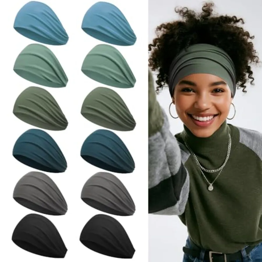 

Fashion Headbands for Men, for Long and Short Hair, 12 Pieces