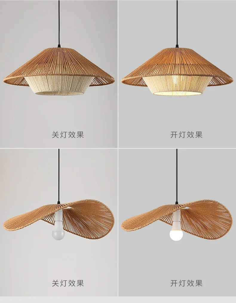 

Boho Style Home Decor Bamboo Rattan Pendant Lamp Minimalist Boho Woven Hanging Light with Adjustable Cord for Living Room