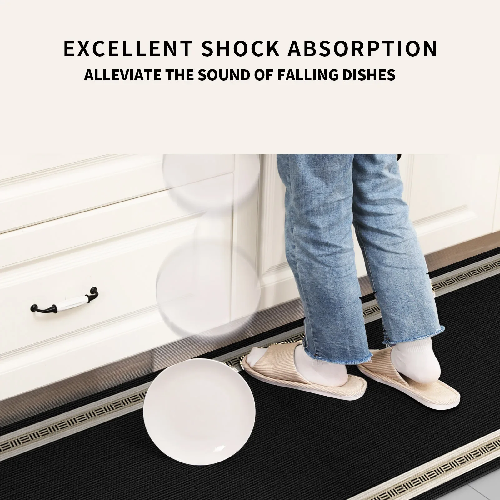 طقم سجادة مطبخ مكون من قطعتين من VIKAMA للاستخدام المنزلي، سجادة أرضية مستطيلة الشكل ماصة، ممسحة مدخل غير قابلة للانزلاق لديكور المنزل #3