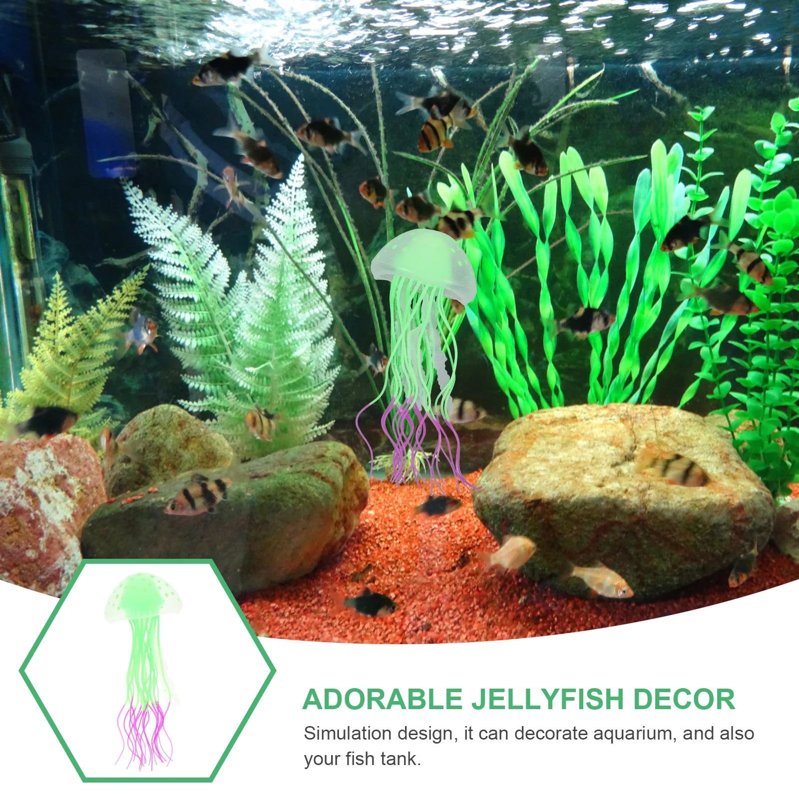 

Silicone Aquarium Decor Delicate Jellyfish Decor Fluorescent Design Lifelike Jellyfish Decoration for Natural Looking Fish Tanks