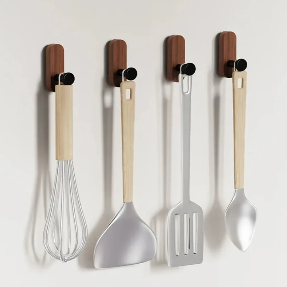 Multi-Purpose Nordic Style Wood Wall Hooks Self Adhesive No-drill Self Adhesive Hooks Space Saving Key Holder Home Storage Use