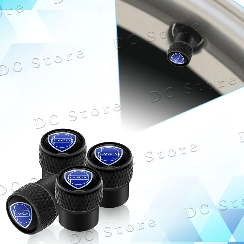 4Pcs Car Decor Metal Emblem Wheel Tire Valve Stem Caps Tyre Air Dust Cover For Lancia Logo Delta 3 Musa Ypsilon Phedra Voyage