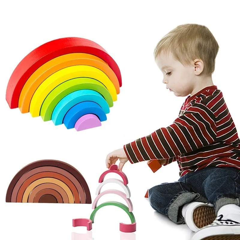 

1Set Montessori Stacking Toy Rainbow Building Blocks Stacking Toys Balance Game Educational Jigsaw Puzzle Game Toys Kids Gifts