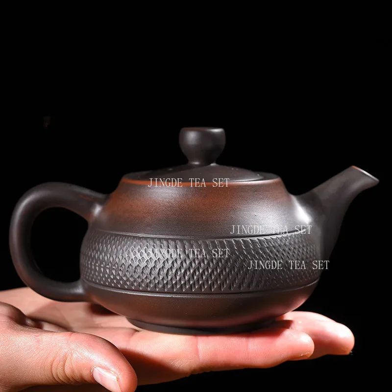 إبريق شاي فخار أرجواني من السيراميك، غلاية شاي منزلية صينية شبه مصنوعة يدويًا من Pu Erh Kung Fu