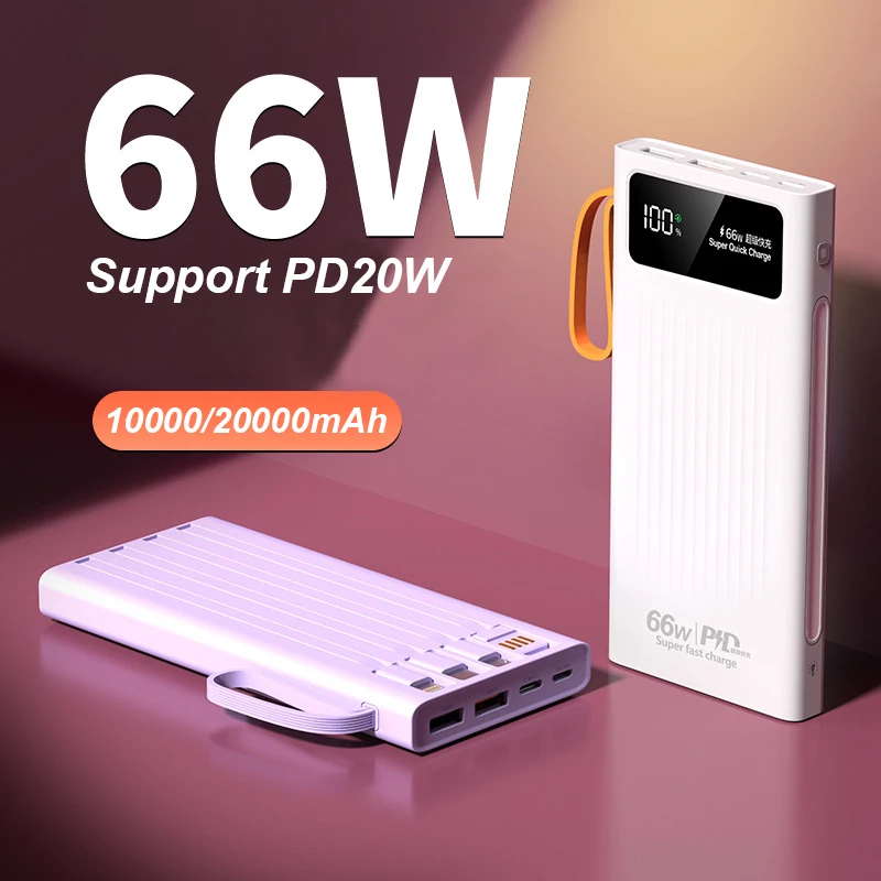 

Power Bank 20000mAh with USB Output 66W Fast Charging Powerbank External Battery Pack for iPhone Huawei Xiaomi Samsung Powerbank