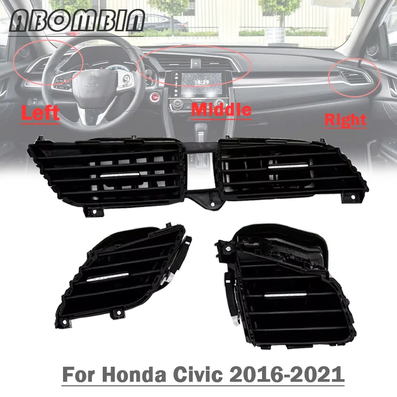 Air Vent Dashboard Air Condition Outlet Ventilator Grille For Honda Civic 2016 2017 18 19 20 21