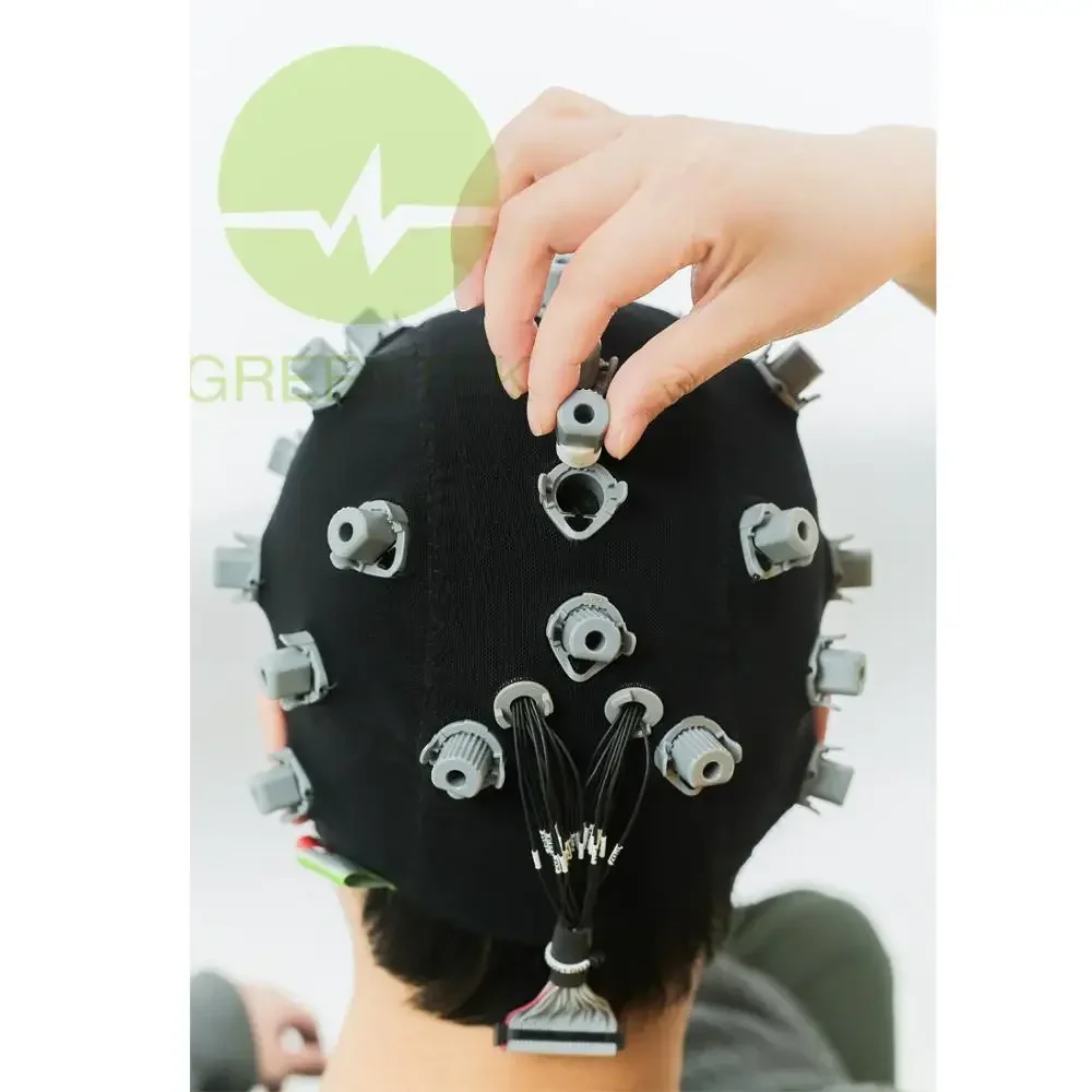 Saline based Semi-Dry Gelfree-S3 EEG Electrode Cap for direct connection with NeXus-32 for Neurofeedback and Biofeedback