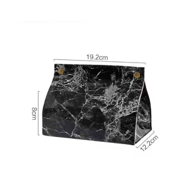 New Waterproof Tissue Case Box Fashion Home Decoration PU Leather Marble Pattern Napkin Holder Tissue Box Papers Bag