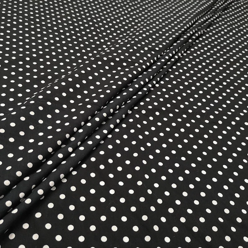 100% Cotton Printed Fabric Black White Polka Dot Soft Sheets Spring Summer Shirt for Dress Material Sewing Per Meter Wholesale