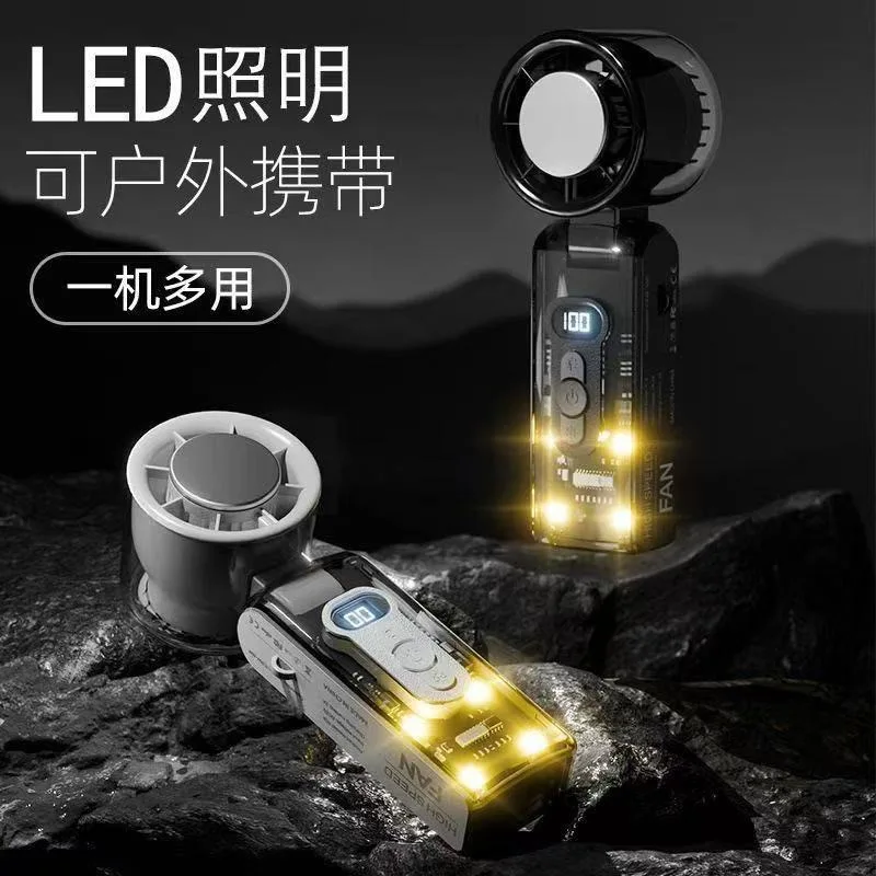 HOMEFISH Handheld High-Speed Cooling Fan Outdoor Transparent Mecha Fan USB Mini Desktop Turbine Ice Home Appliances Fan