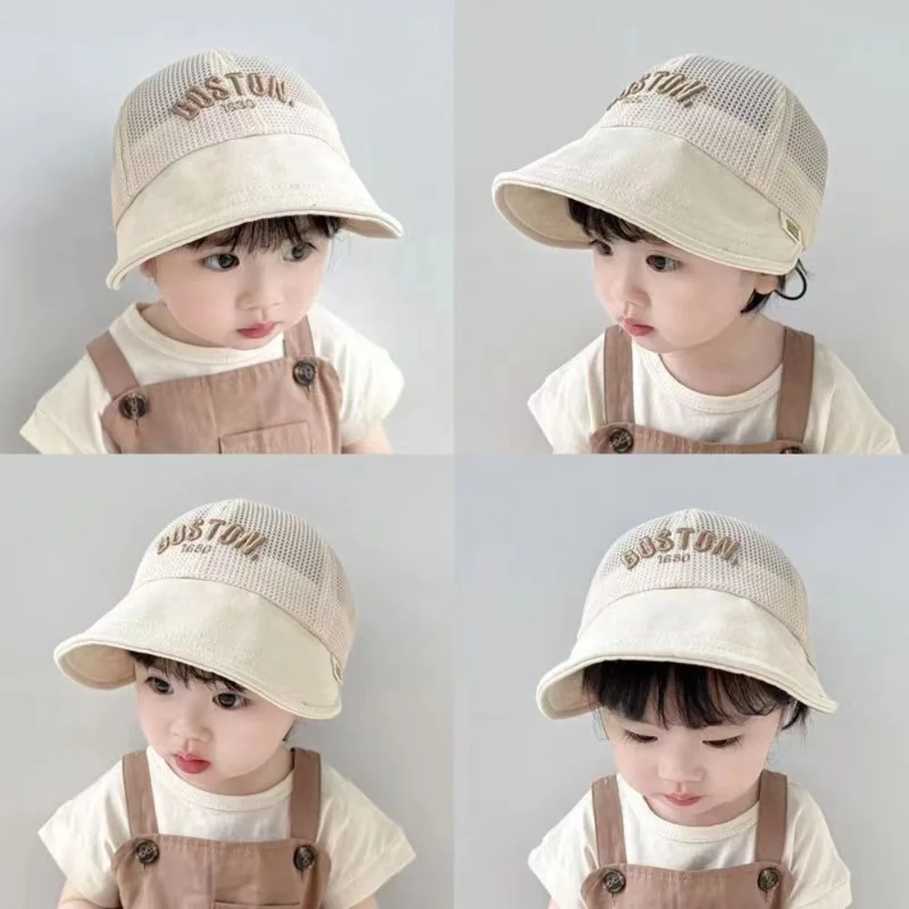 Cute Letter Baby Baseball Cap Hollow Mesh Children Sun Hat Peaked Hat Visor Outdoor Peaked Hat Boys Girls