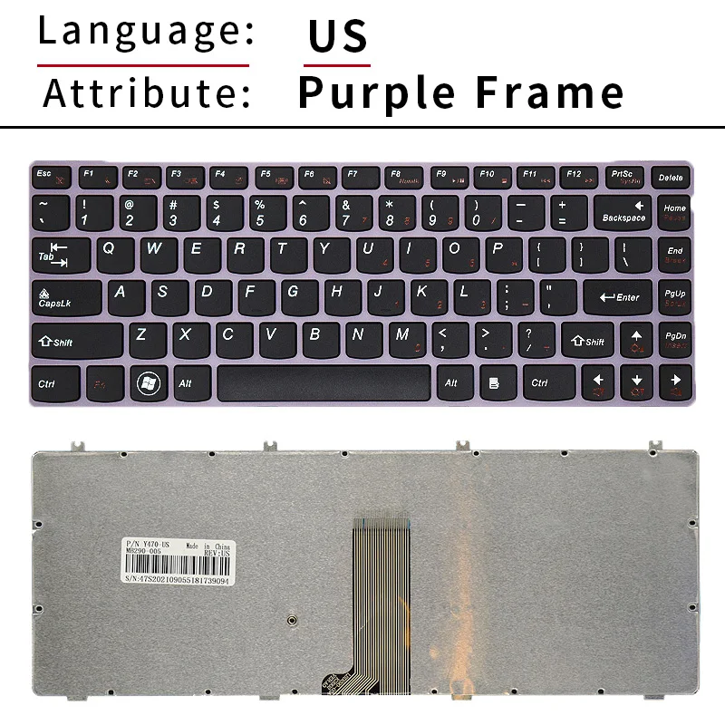 Teclado para portátil Lenovo IdeaPad Y470, Y470N, Y470P, Y471, Y471A, Y475, Y470A, Y470AP, Y471AP