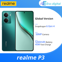 Global Version realme P3 5G smartphone Snapdragon 6 Gen 4 5G Chipset 6.67-inch Display 5260mAh Battery 45W Charge 50MP AI Camera