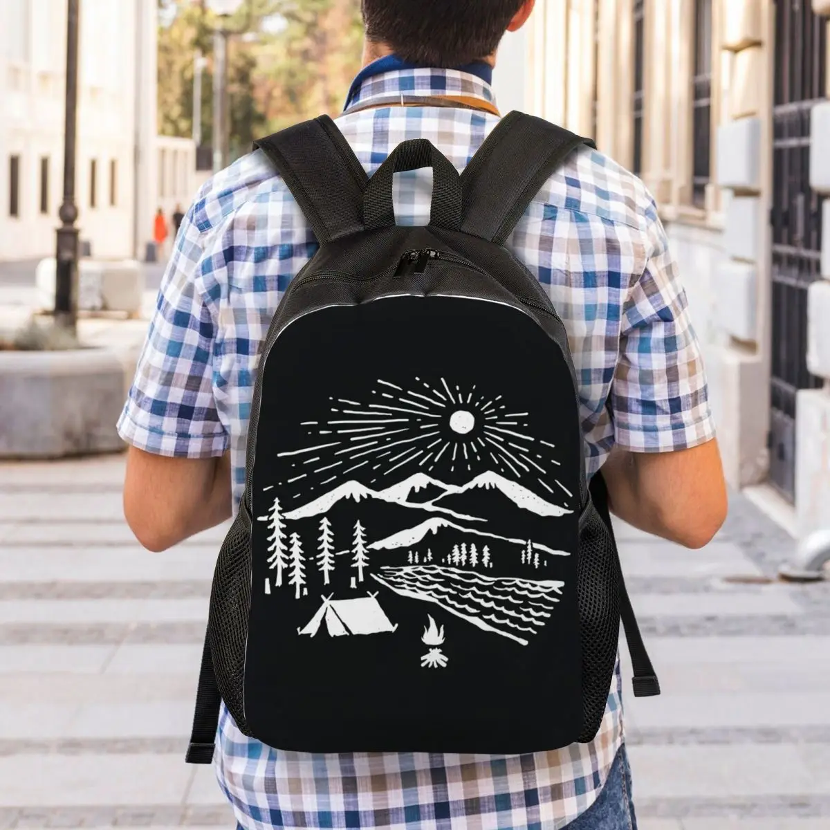 Camping Hiking Adventure Nature Travel Backpack Men Women School Laptop Bookbag Travel Hiking College Student Daypack Bags