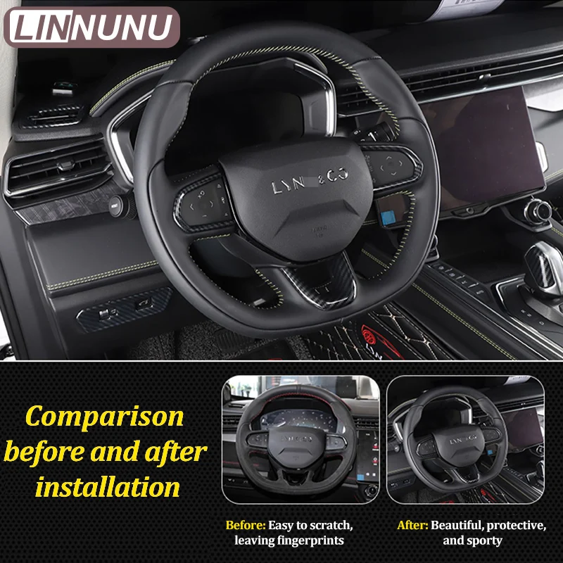 LINNUNU Center Dashboard Full Set Kit Trim Cover Tuning Carbon Fiber Sticker Car Interior Accessories Fit for Lynk&Co 01 2021-23