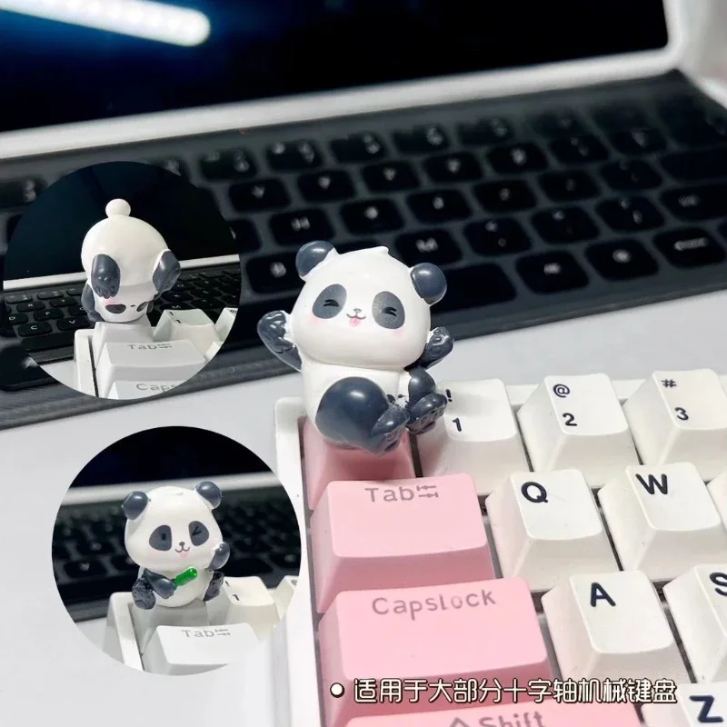 Cute Resin Keycap Handmade Custom Panda HuaHua Artisan Key Caps 1U Cross Axis Chinese Panda  Keycap for Mechanical Keyboard Gift