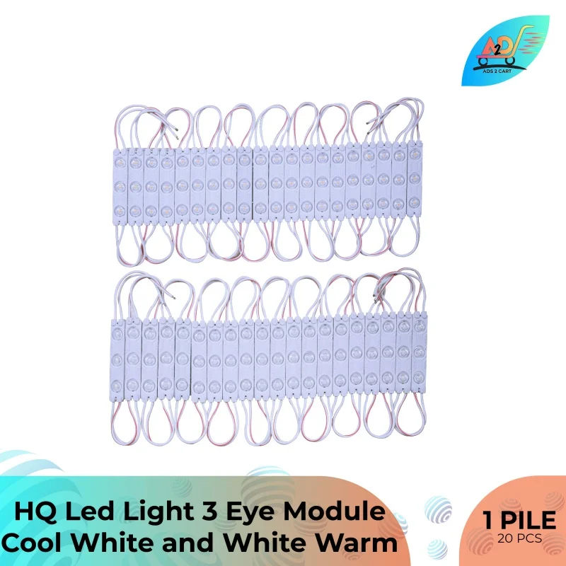 ADS HQ Led Light 3 Eye Circle Module Cool & Warm White 1.45Watts 12V (1 pile/20pcs) for lightbox, marker, etc.