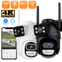 4K 8MP UHD IP PTZ Wifi Security Surveillance Camera 4x Zoom Auto Tracking Ai Human Detect Dual Lens Dual Screen Outdoor Camera