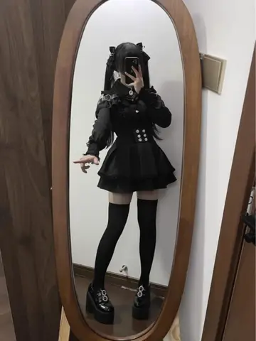 Genç Kızlar İçin Gotik Omuz Açık Bluz ve Etek Takımı İlkbahar Sonbahar Japon Okul Kıyafeti İki Parçalı Takım