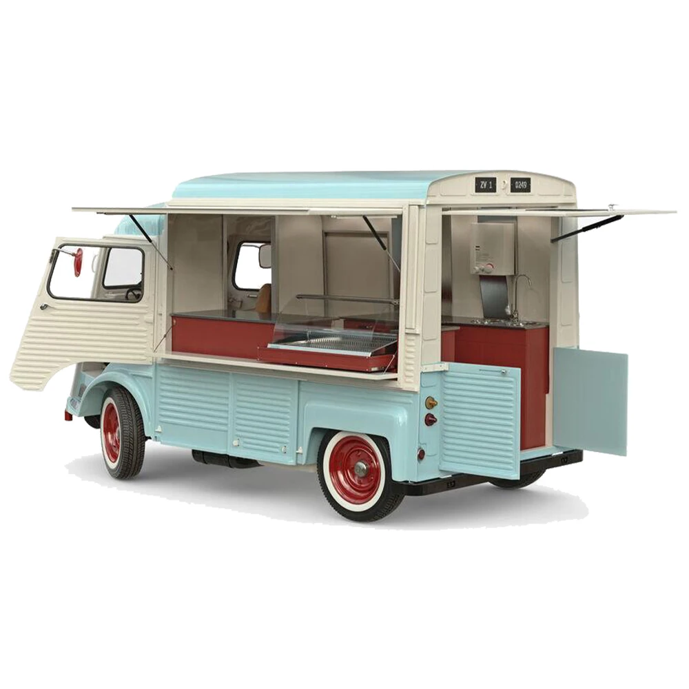 OEM truk makanan listrik klasik Van makanan bergerak komersial troli penjual sarapan khusus dengan peralatan dapur