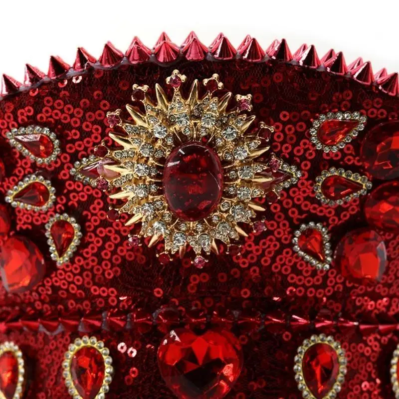 

652F Блестящая шляпа невесты Блестящая шляпа капитана Красное сердце Стразы Матросская вечеринка