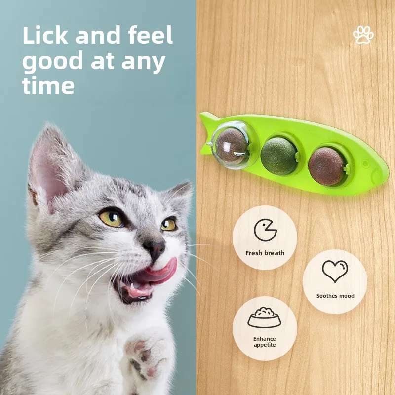 

Three in One Cat Mint Ball Toy Playful Rotating Board Mint Ball Snacks Teeth Grinding Cleaning Freshens Breath Toys Pet Supplies