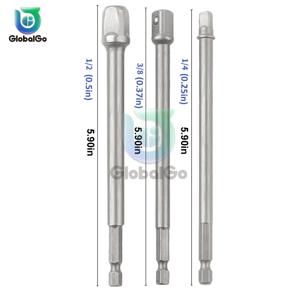3/9pcs adattatore per presa in acciaio al cromo vanadio con grado di impatto codolo esagonale a 1/4 "3/8" 1/2 "punte per trapano di estensione Bar Set di punte esagonali potenza