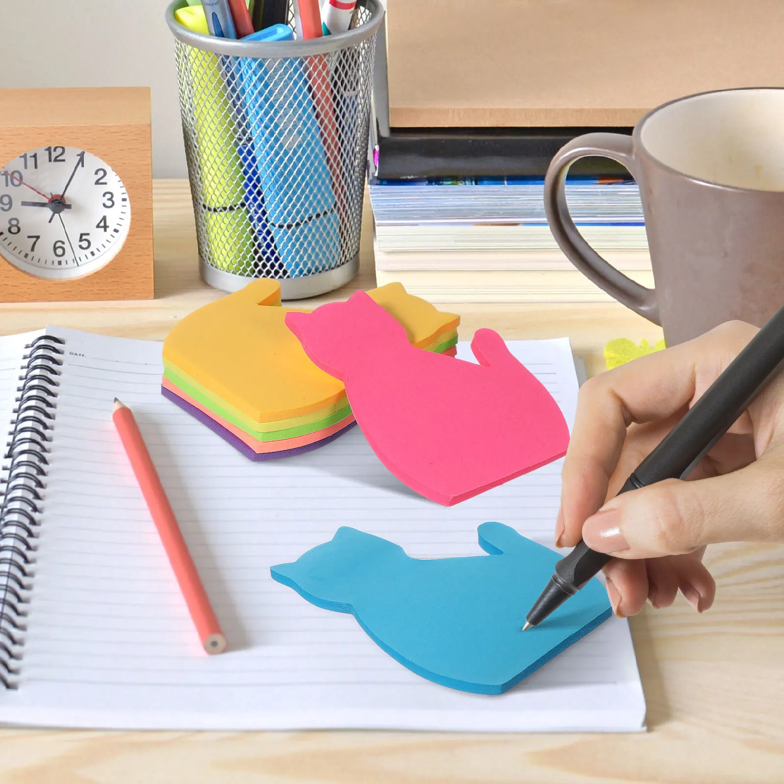 Bloc de notas autoadhesivo, notas de papel de Color adhesivas, suministros escolares para reuniones de oficina, accesorios de papelería bonitos, notas adhesivas, 8 Uds.