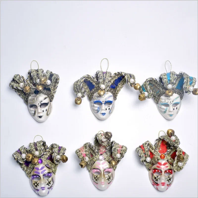 6 Pcs Set Venetian Mask Pendant Carnival Mask Fridge Magnets 3D Hanging Ornament Home Kitchen Decor Mardi Gras Party Accessories
