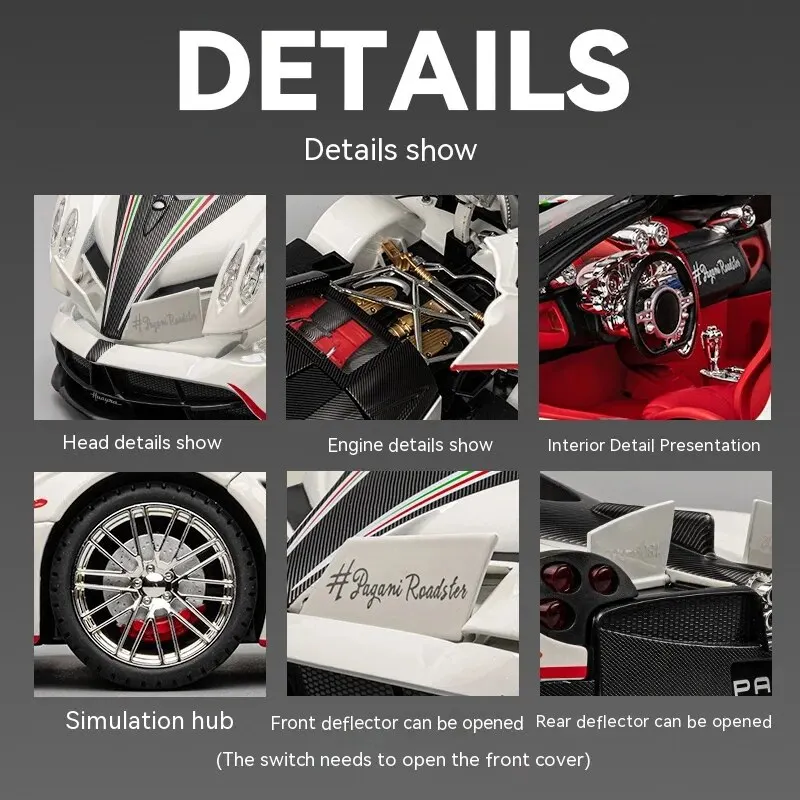 1:18 Pagani Huayra Dinastia Supercar Alloy Diecast Metal Model Toy Vehicle Sound & Light Collection Toy Car Kids Toy Gifts