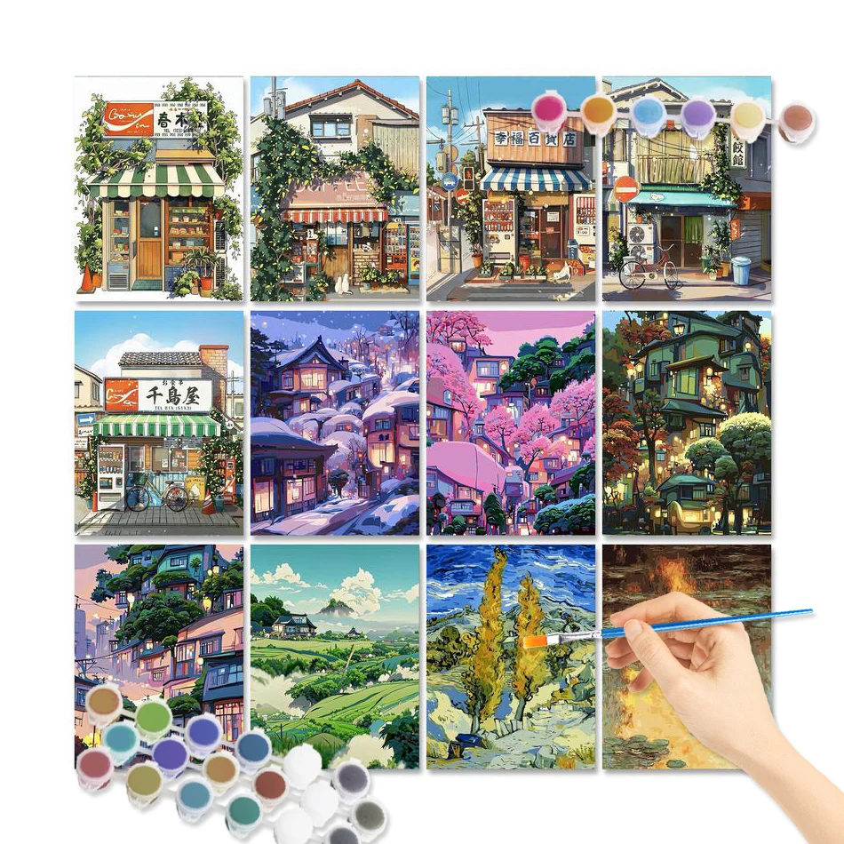 

GATYZTORY Diy Painting By Numbers 40x50cm Frame Handmade Forest House Picture Drawing Landscape Paintings For Personalized Gift