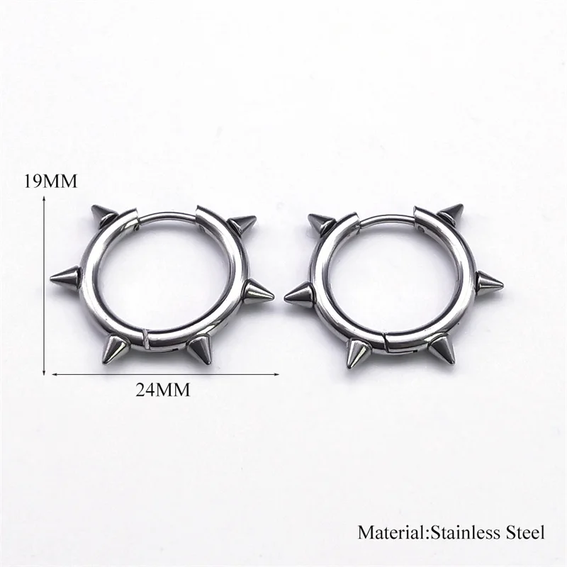 Punk Spike Rivet Hoop Earrings For Women Men Ear Studs Stainless Steel Gothic Hip Hop European and American Earring Jewelry Gift