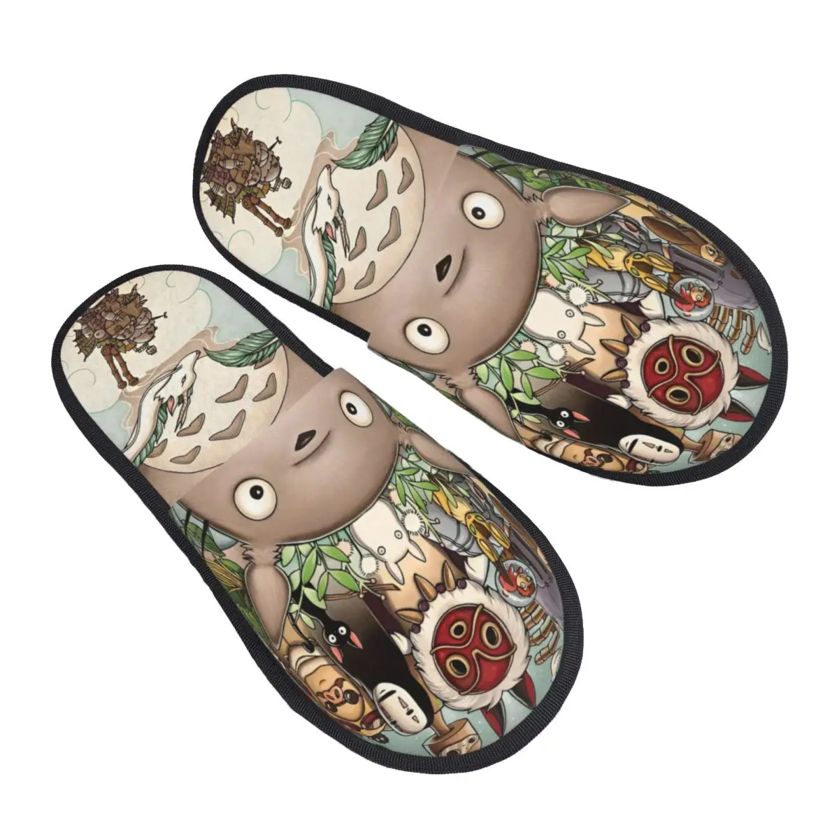 Winter Furry Slippers Cartoon Funny Cute T-Totoros Accessories Household Fur Slides Slippers Living Room  Soft Non Slip Slides