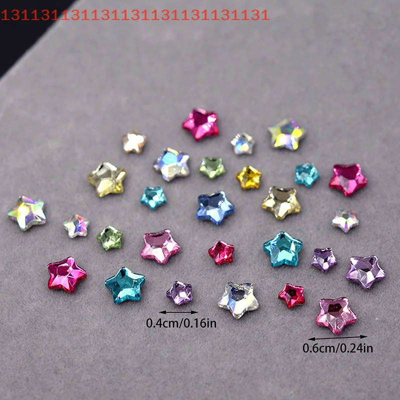 50 stuks mini nail art steentjes kleur 3d diy manicure decoraties diamant ster 4/6 mm glinsterende platte achterkant acryl kristallen
