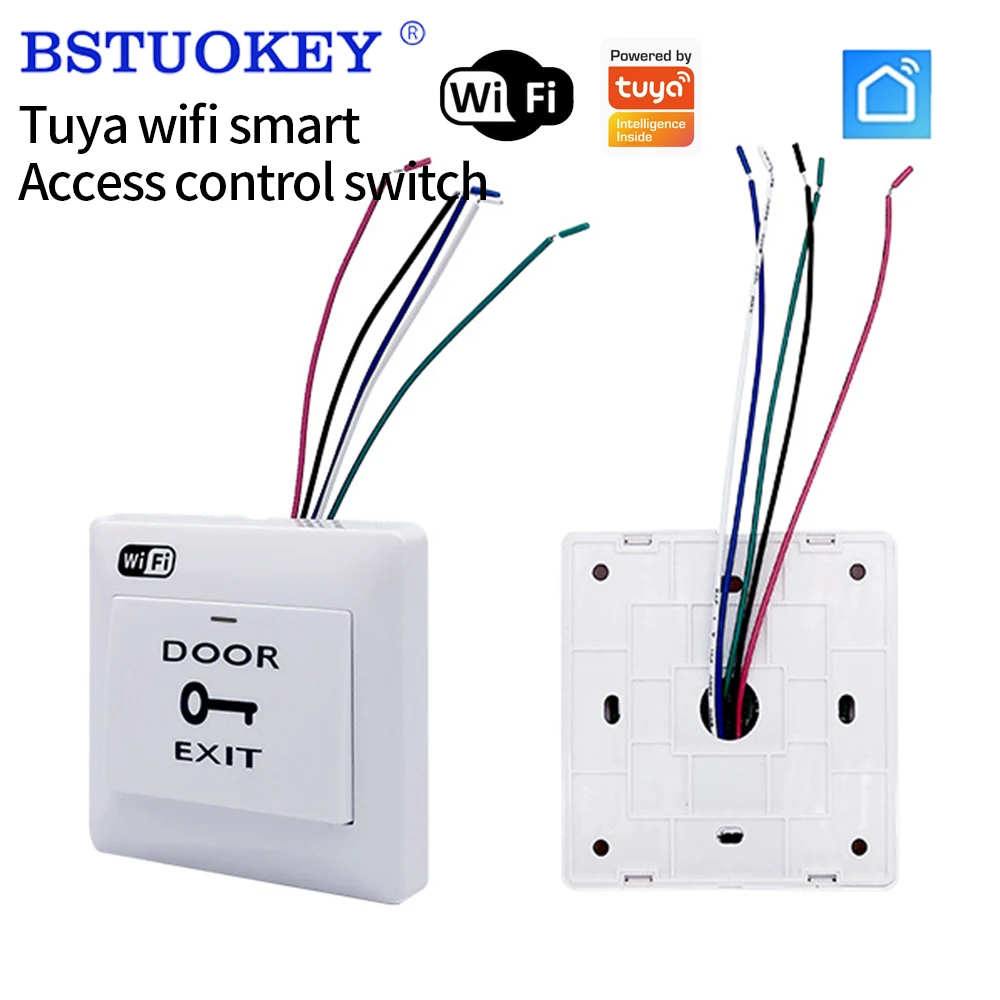 

WiFi Door Access Button Remote Release Switch for Electronic Lock Opening Compatible with Tuya App NO/NC/COM Interface