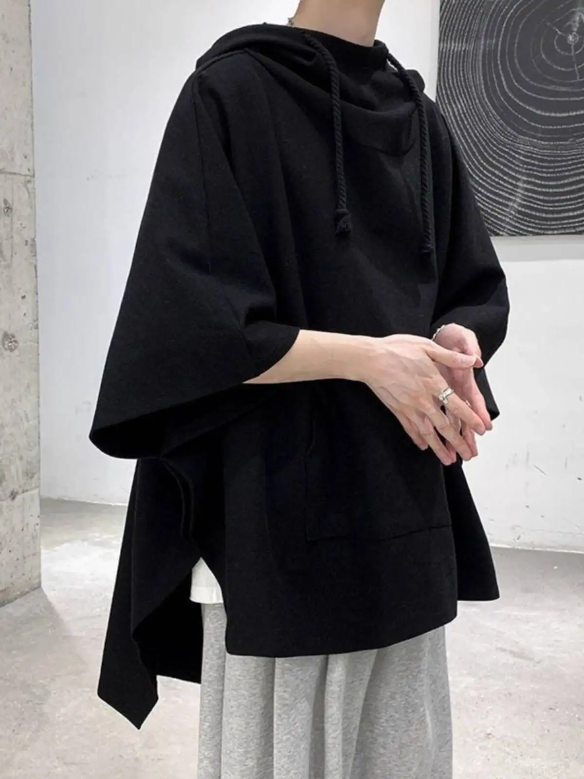 Irregular Loose Hoodies Outerwear Unisex Summer Thin Japanese Style 300lbs Extra Large Size Bat Sleeve Hoodie