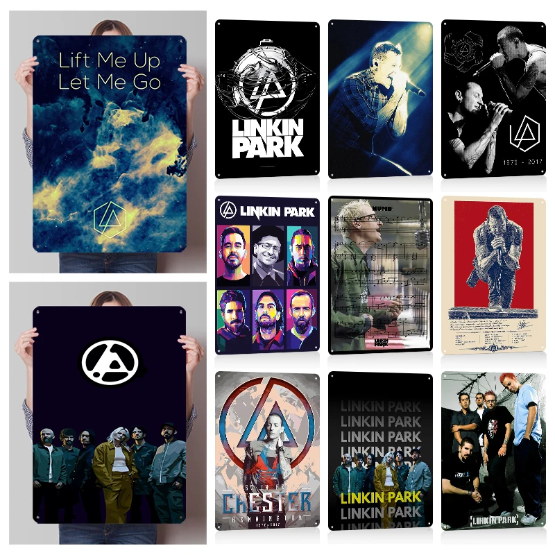 Linkin-Park Band-Poster, 3D-strukturiertes Vintage-Metallblechschild, personalisierte Retro-Wandkunst für Männerhöhle, Zimmer, moderne Heimdekoration